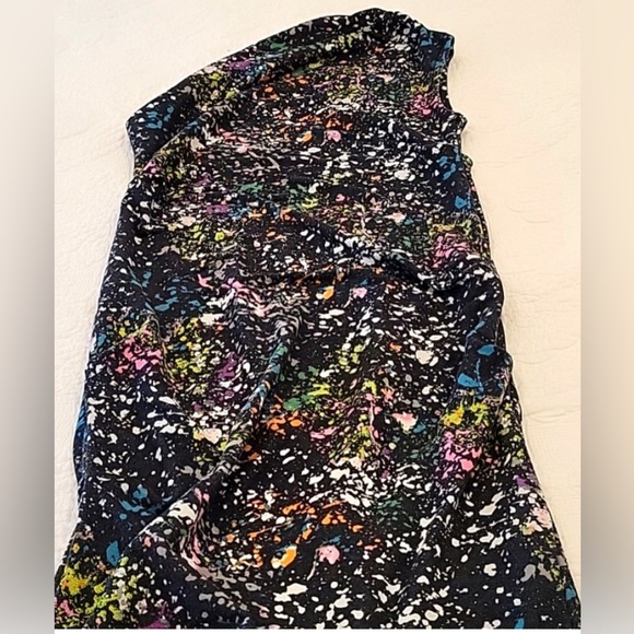 Rachel Roy Women One Shoulder Midi Dress Black w Color Splashes (M) - Picture 9 of 13